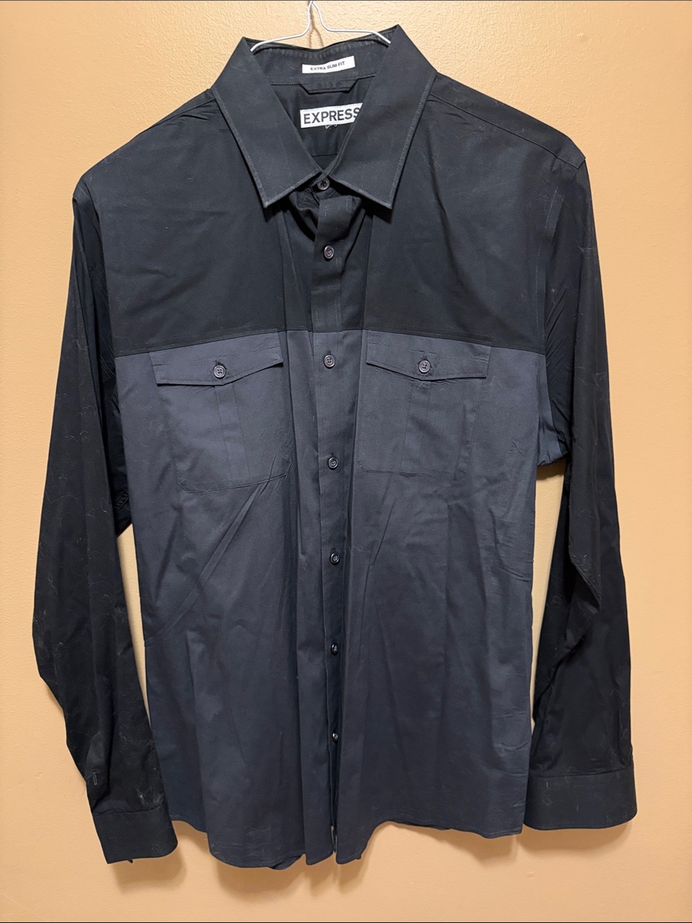 Express Men’s Two-Tone Black Button-Down Shirt